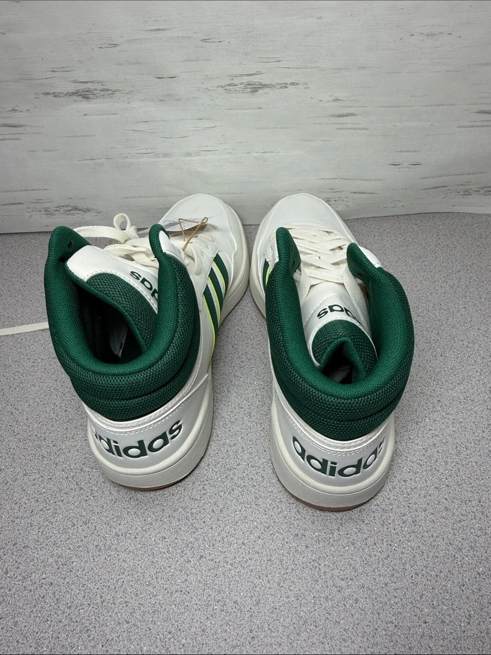 adidas Men’s High-Top Sneakers in White and Green